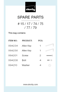 Beslagspose til Skovby Bord #15 / 17 / 74 / 75 / 77 / 79