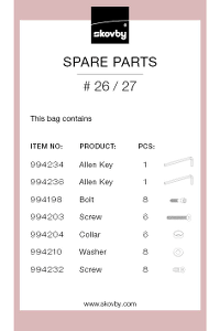 Beslagspose til Skovby Bord #26 / 27